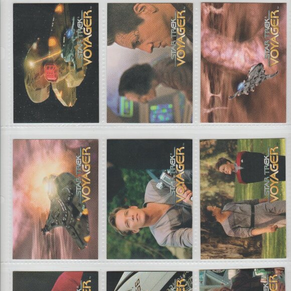 1995 Skybox Star Trek Voyager Complete Base Card Set (98) 9 x 11 Binder Sheets - Picture 2 of 13